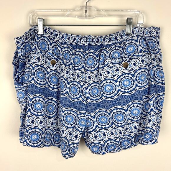 Caribbean & Company Blue Printed Shorts Casual Preppy Boho XXL - Picture 2 of 5